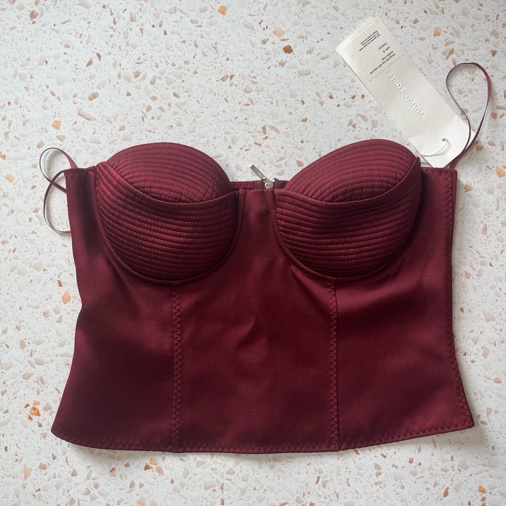 Nwt Anna October Chris Strapless Top With Decored Bodice Cups Burgundy Size S — image 3 of 6